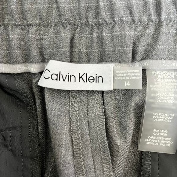 Calvin Klein Gray Pinstripe Straight-Leg High Rise Cropped Trouser Pants 14 NWT - Picture 4 of 14